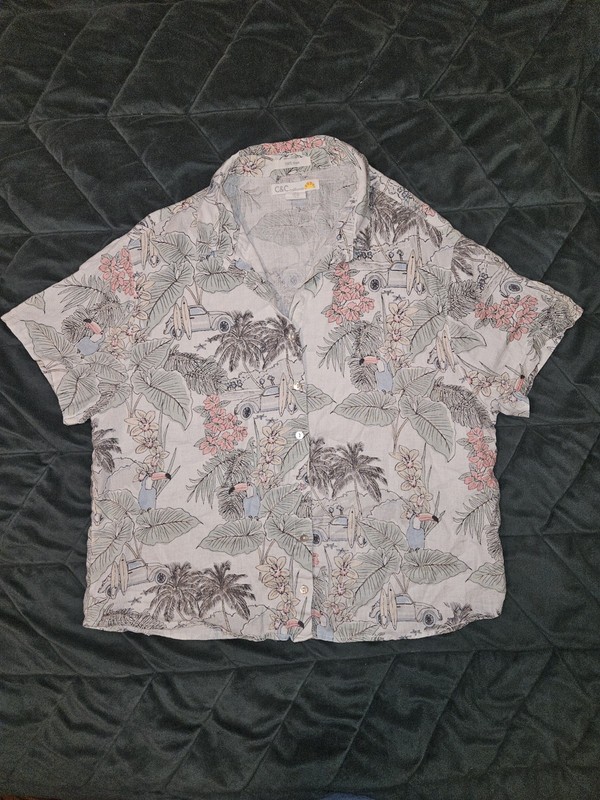 C&C California Linen Button Down Short Sleeve Hawaiian/Printed Shirt