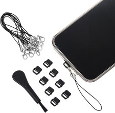 Stylish Black USB C Anti-Dust Plug Set - 10 Pieces with Cleaning Brush Included