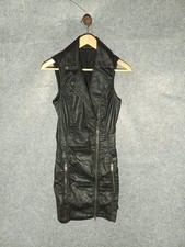 Diesel Womens XS Coated Denim Mini Dress Zip Up Biker Stretch Designer