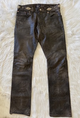 RRL 30×30インチ　ブラウン RRL Double RL Ralph Lauren Leather Studded Pants Brown 30 | eBay
