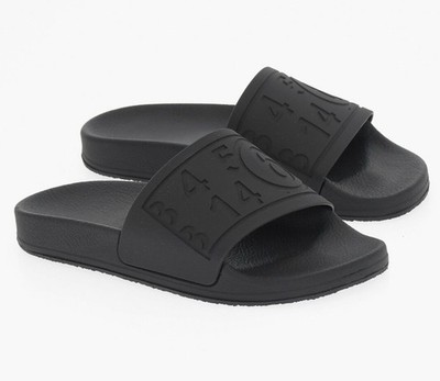 mm6 Maison Margiela debossed logo slides in black Designer Italy EU Sandal
