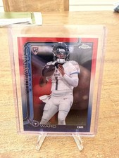 Cam Ward 2025 Topps Chrome Football NFL Red White and Blue Refractor RC Titans
