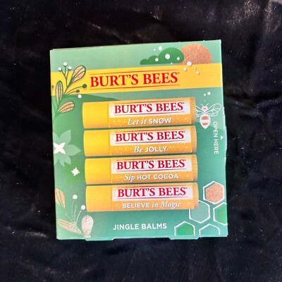BURT'S BEES Holiday 4 Pack Jingle Balm lip set Snow + Jolly + Hot Coco + Believe
