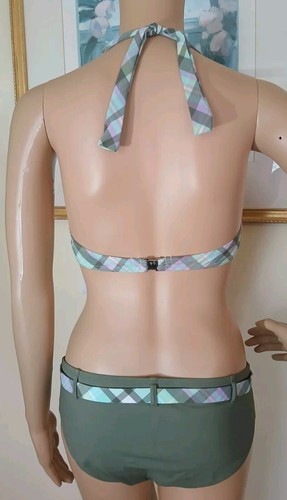 TOMMY BAHAMA RELAX 2 PIECE SWIMSUIT BATHING BIKINI 36C M OLIVE GREEN MADRAS - Picture 4 of 8