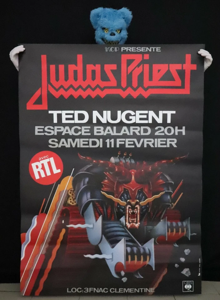 JUDAS PRIEST - Rare affiche originale KCP Concert Paris 1984 - Poster 157x115 cm - Photo 1/2