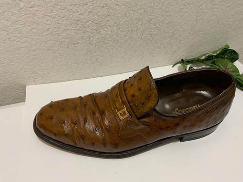 Footjoy Brown Ostrich Leather Loafers 73668 12C - Picture 2 of 19