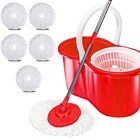 SPIN MOP BUCKETS 360° SPINNING 5 EXTRA MOP HEAD HOME CLEANING POLE HOLDER