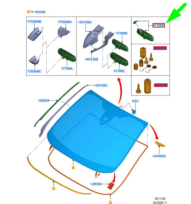 NEW FORD B-MAX B232 INTERIOR REAR VIEW MIRROR 1765145 4M5A-17K695  