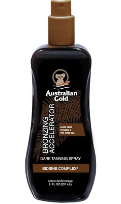 Australian Gold Bronzing Accelerator Dark Tanning Spray Biosine Complex 8 oz.