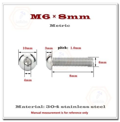 M2 M2.5 M3 M4 M5 M6 304 Stainless Steel Allen Hex Socket Button Head Screws Bolt - Bild 73 von 87