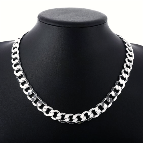 Solid 925 Sterling Silver Curb Chain Mens Boys Necklaces Italian Style Heavy - Afbeelding 1 van 59