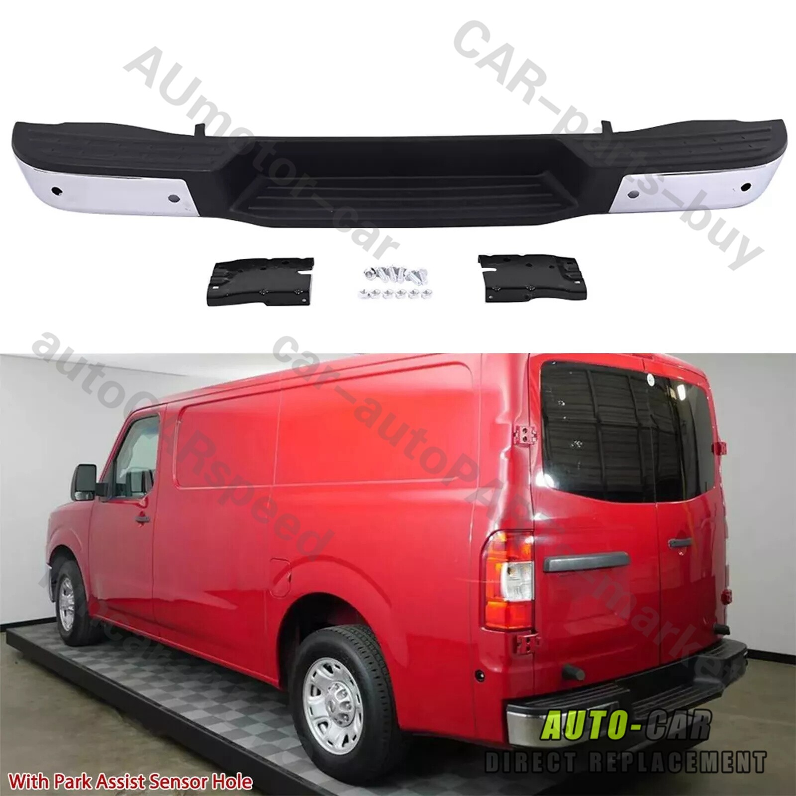 Chrome Rear Bumper Face Bar for Nissan NV3500 NV2500 NV1500 2012-2021 TX