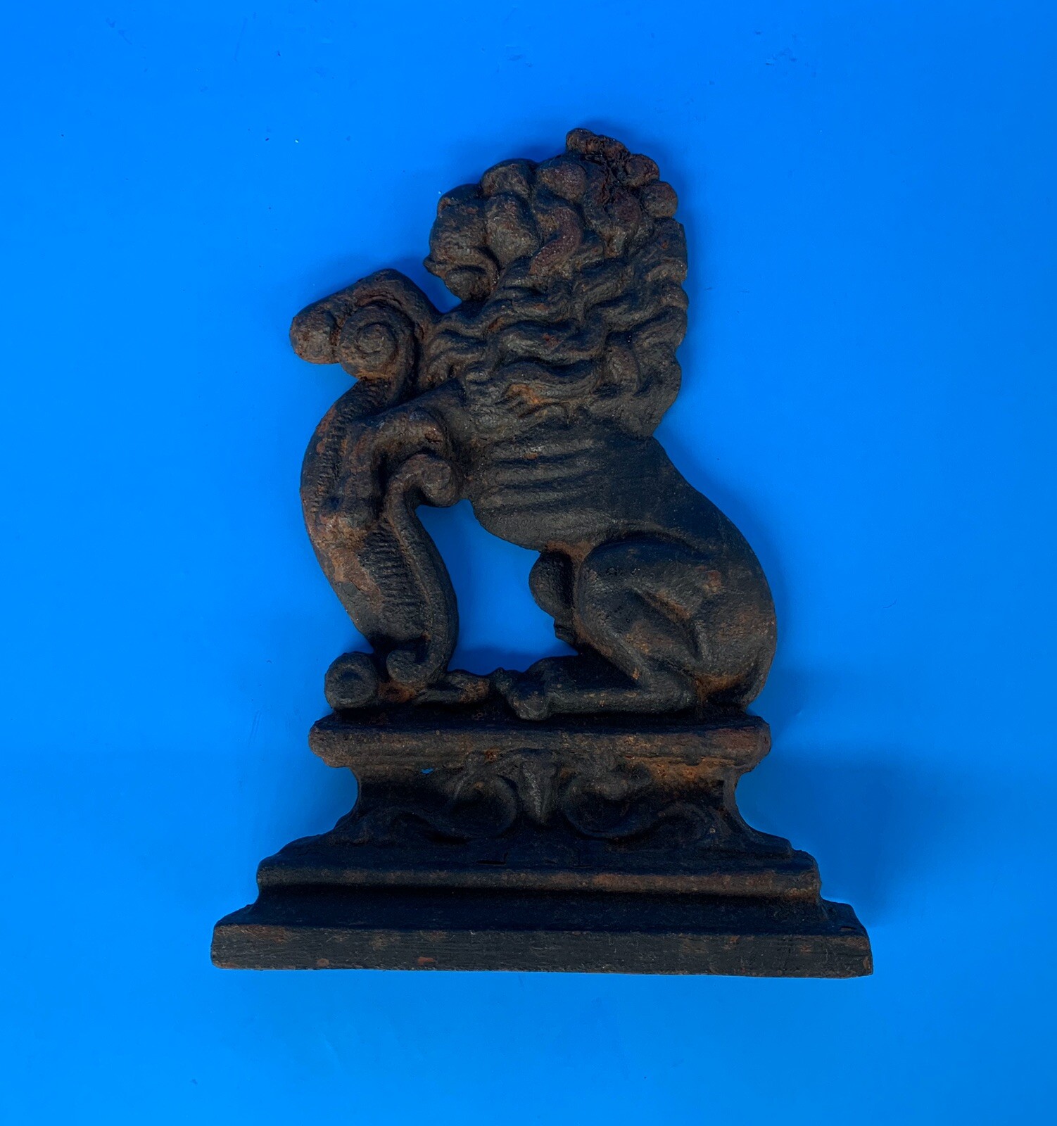c.1795 Bookend Lion Antique Cast Iron Door Stop Collectible Folk Art