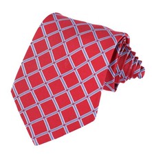 Brooks Brothers Mens Tie Red With Blue Silver Diamonds 3.75”W x 60”L Made in USA