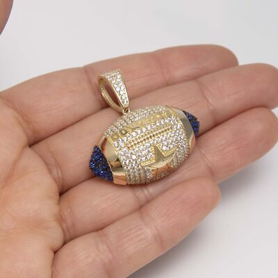 1 3/8'' Dallas Cowboys Football Pendant Real 10K Yellow Gold