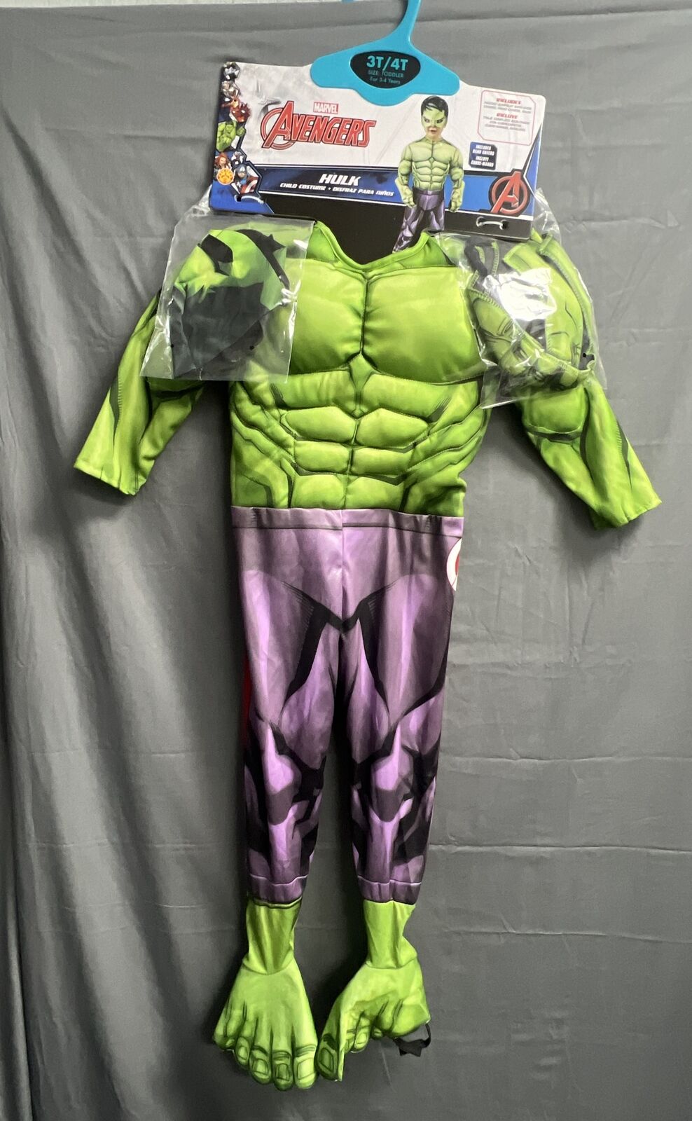 Rubies Marvel Avengers Boy's Hulk Jumpsuit, Mask, Gloves & Shoe Covers 3T/4T