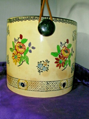 Vintage Biscuit Cookie Jar Japan Wicker Handle ca. 1920-1930 Hand