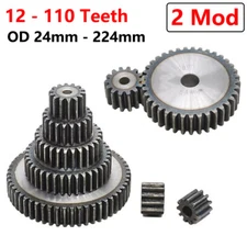2 Mod 45# Steel Spur Gears 20mm Thick 10-127 Teeth 24-258mm OD Transmission Gear