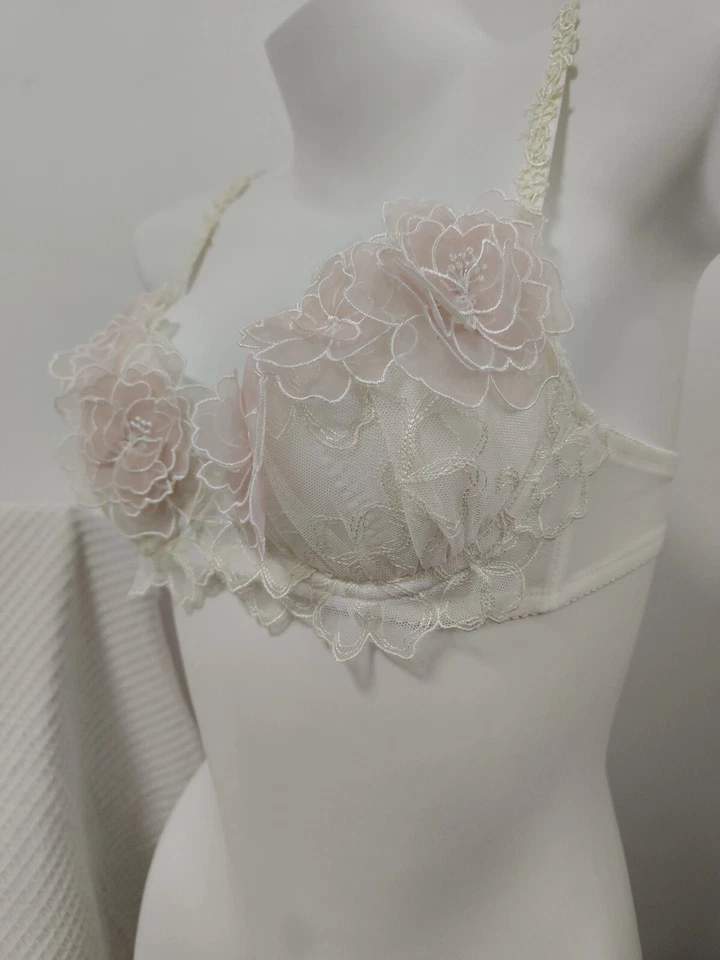 Lindo conjunto de bragas sujetador bordado flor capas 3D estilo japonés US-32B/C niñas Foto 3 de 4