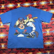 Vintage Signal Looney Tunes T-Shirt Single Stitch Size Large Blue Baseball 1994