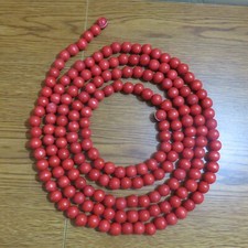 Guirnalda de madera de arándano rojo rústica madera roja con cuentas decoración de árbol de Navidad