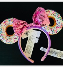 Disney Minnie Mouse Donut Doughnut Bow Ear Headband NEW