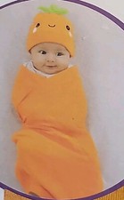 Swaddle and Beanie Set Orange Muslin 100 Cotton 40"x40" Parents Choice BBT1