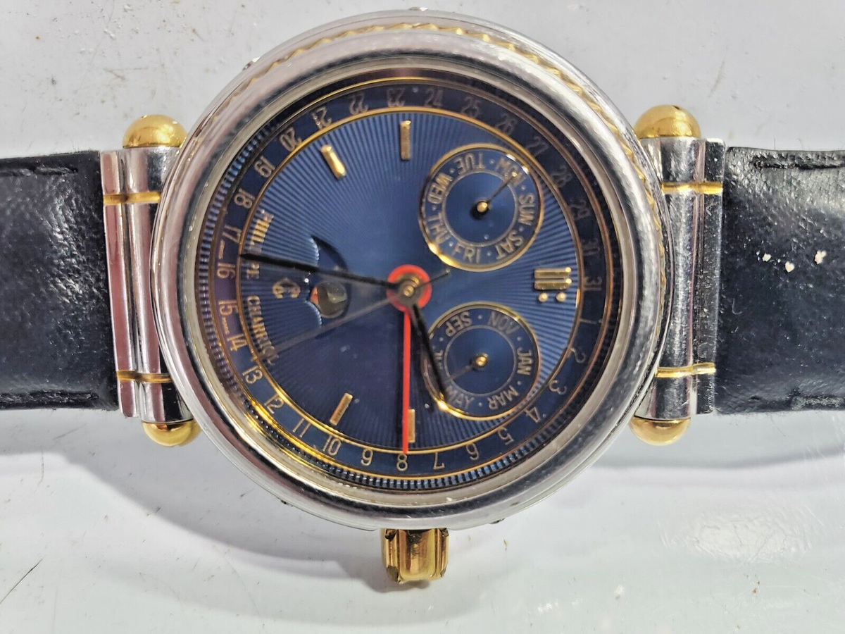 PHILIPPE CHARRIOL Triple Date Moon Phase Automatic Wristwatch Rare
