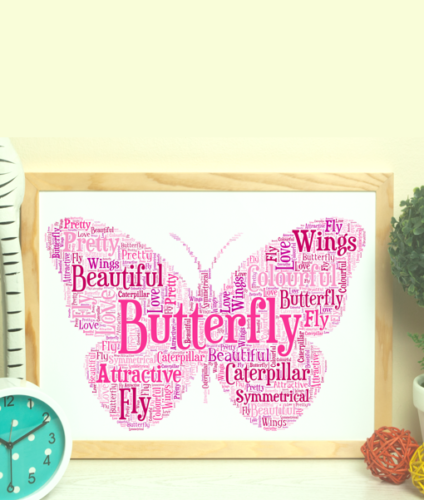 Impression d'art de mots papillon personnalisée - cadeau personnalisé pour la fête des mères pour elle - Photo 1 sur 38