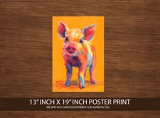 Pop Art Pig Poster Print 13x19 – Bright Colorful Farm Animal Wall Art – Funky