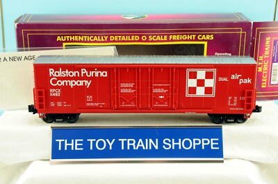 MTH PREMIER 93025 RALSTON PURINA 50' DOUBLE PLUG DOOR BOXCAR. NEW IN BOX.