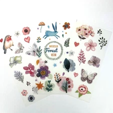 Bunny Bird Floral Washi Paper Stickers 3 Sheet Easter Spring Scrapbooking Cards