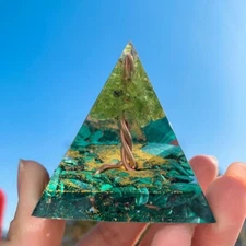 Orgonite Pyramid Amethyst Peridot Healing Crystal Energy Orgone EMF Protection