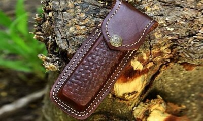 5'' Dark Brown Leather Sheath for Buck 110 Pocket Folding Knife Pouch Cover