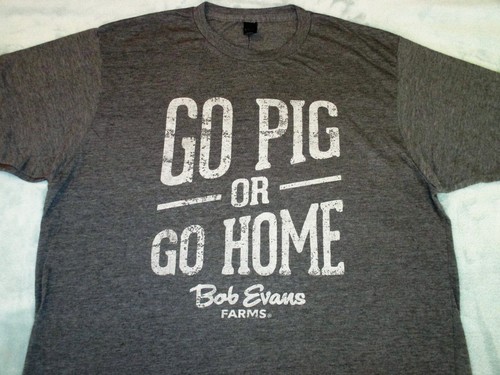GO PIG OR GO HOME Bob Evans Farms T-SHIRT Adult Mens S Restaurant HAM Bacon PORK - 第 2/3 張圖片