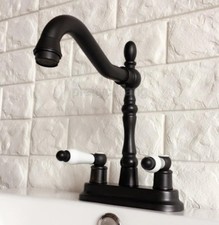 Black Oil Rubbed Brass Swivel Spout Bathroom Sink Faucet Mixer Basin Tap Phg076