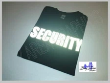 Security Black T-Shirt Reflective Text Front / Back Gildan Heavy Cotton *S-2XL*