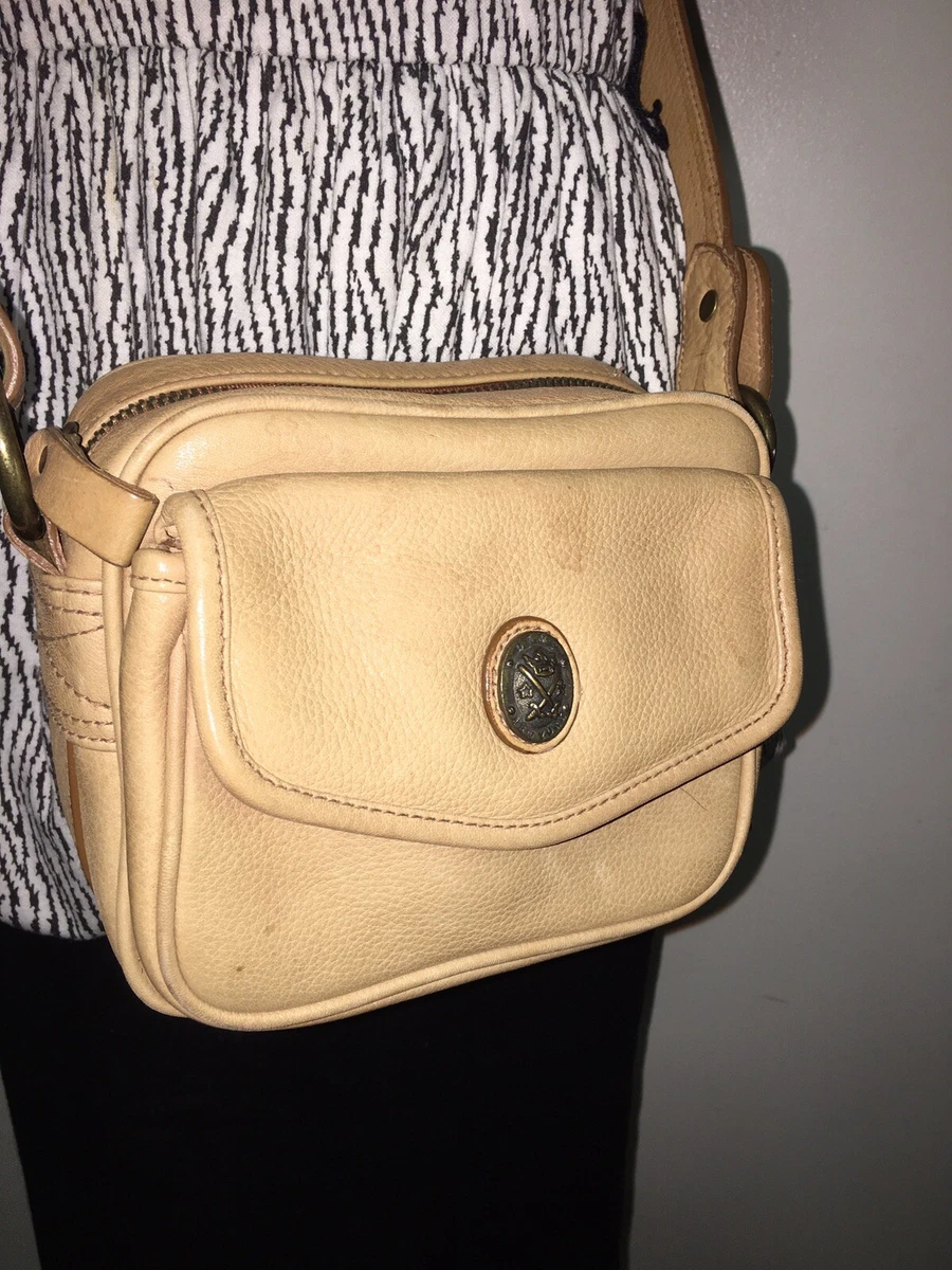 DKNY Tan leather vintage box shape crossbody purse Bag Medallion Size M Y2K