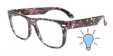 KIDS BLUE LIGHT GLASSES FLORAL BLACK ANTI BLUE RAY CLEAR LENS COMPUTER W/TESTER