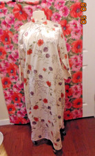 Vintage Barbizon Cuddleskin Floral Nightgown Button Band Brushed Satin -Size XL