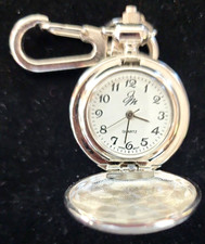 Vintage JM Silvertone Half Hunter Quartz watch w rhinestone works PB74