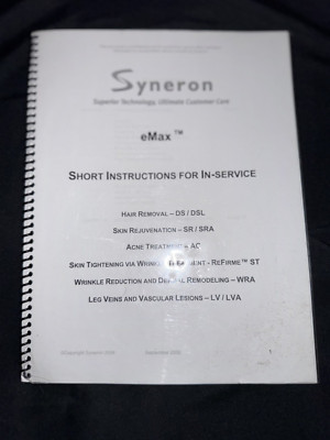 Syneron eMax Short Instructions for In-Service