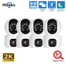 1-4PCS Hiseeu Dual Lens WiFi Wired Indoor Home Security Smart Camera Color Night