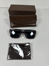 PERSOL PO3348S Square Sunglasses - Red Havana / Blue Lens 145-57-20mm