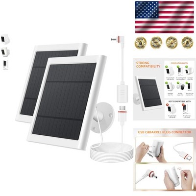 2 Pack Solar Panels for Ring Cameras - Waterproof & 360-Degree Rotatable Mount