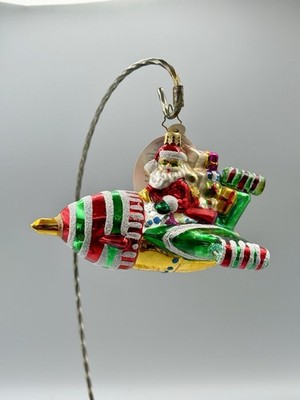 Christopher Radko * Plane Amazing * Santa Airplane Glass Christmas Ornament 