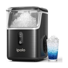 Nugget Ice Maker Countertop: 33lb/Day, Self-Cleaning, Black Stainless Steel, ...