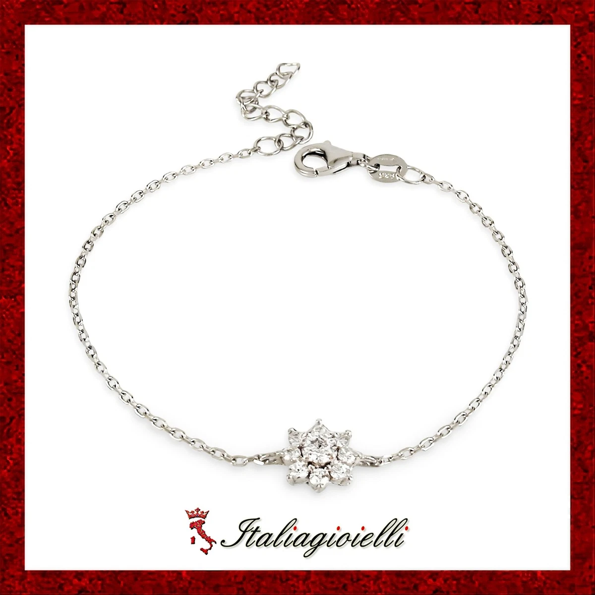 Bracciale A Catena Per Charm In Argento Sterling 925 Con Zirconi - Regolabile 16+2,5 Cm, Regalo Per Donna (Argento O Oro Rosa) - 3