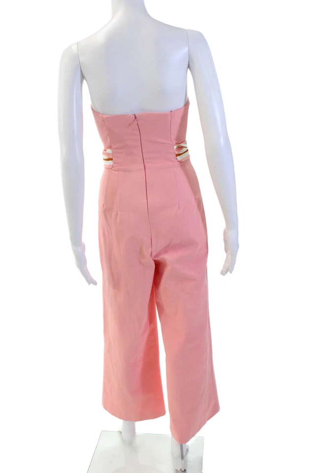 Macacão Finders Keepers feminino recortado sem alças cinto perna larga rosa tamanho XXS - Imagem 3 de 4