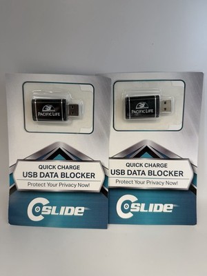 Lot of 2 USB Data Blocker Quick Charge Adapter Privacy Protection Travel NEW